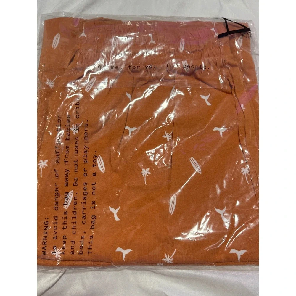 Cosabella Men's Orange Pacific Lounge Pajama Set Short Sleeve Shirt & Shorts M